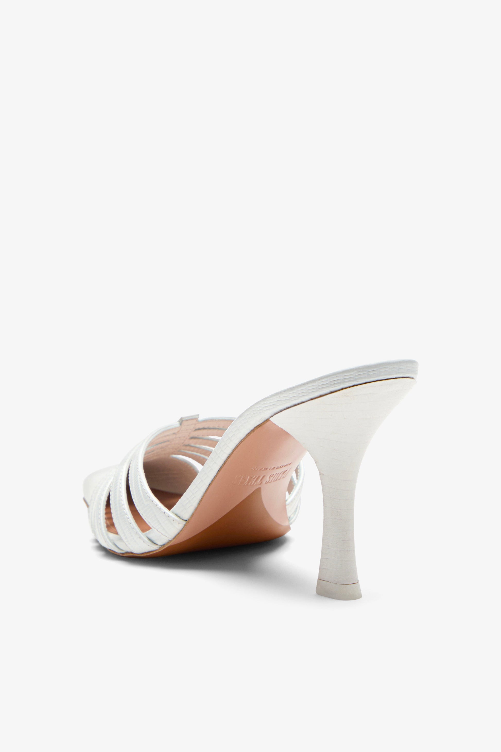 Mule en cuir blanc a decoupes