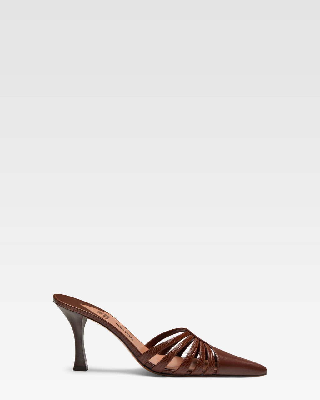 Mule in pelle marrone a ragnetto