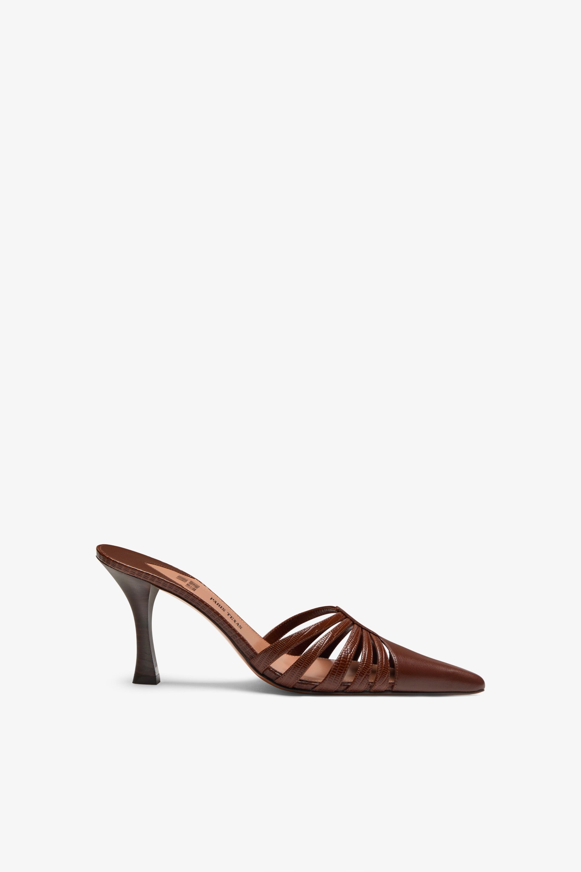 Mule en cuir marron a decoupes