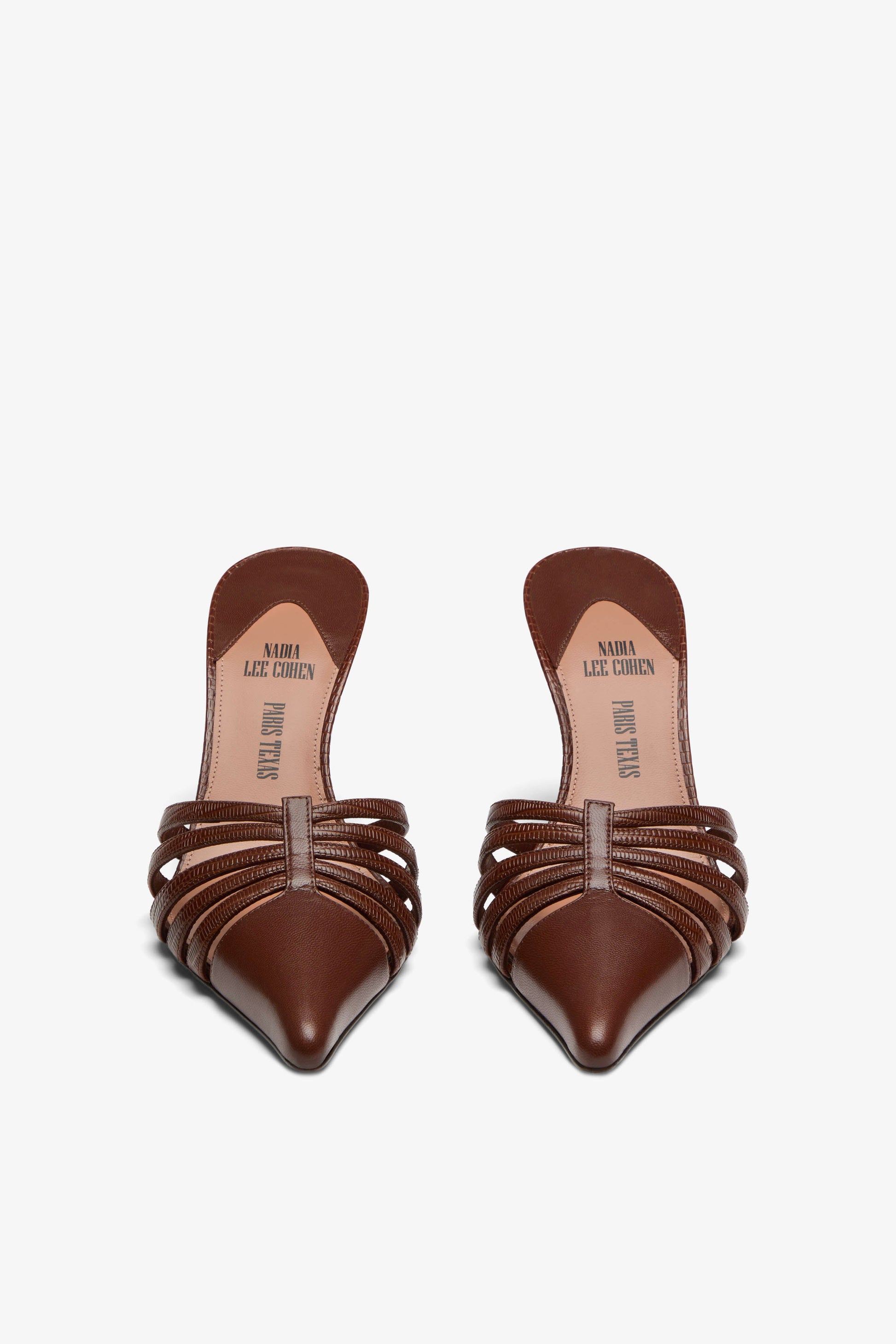 Braune Mules mit Cut-Out aus Leder