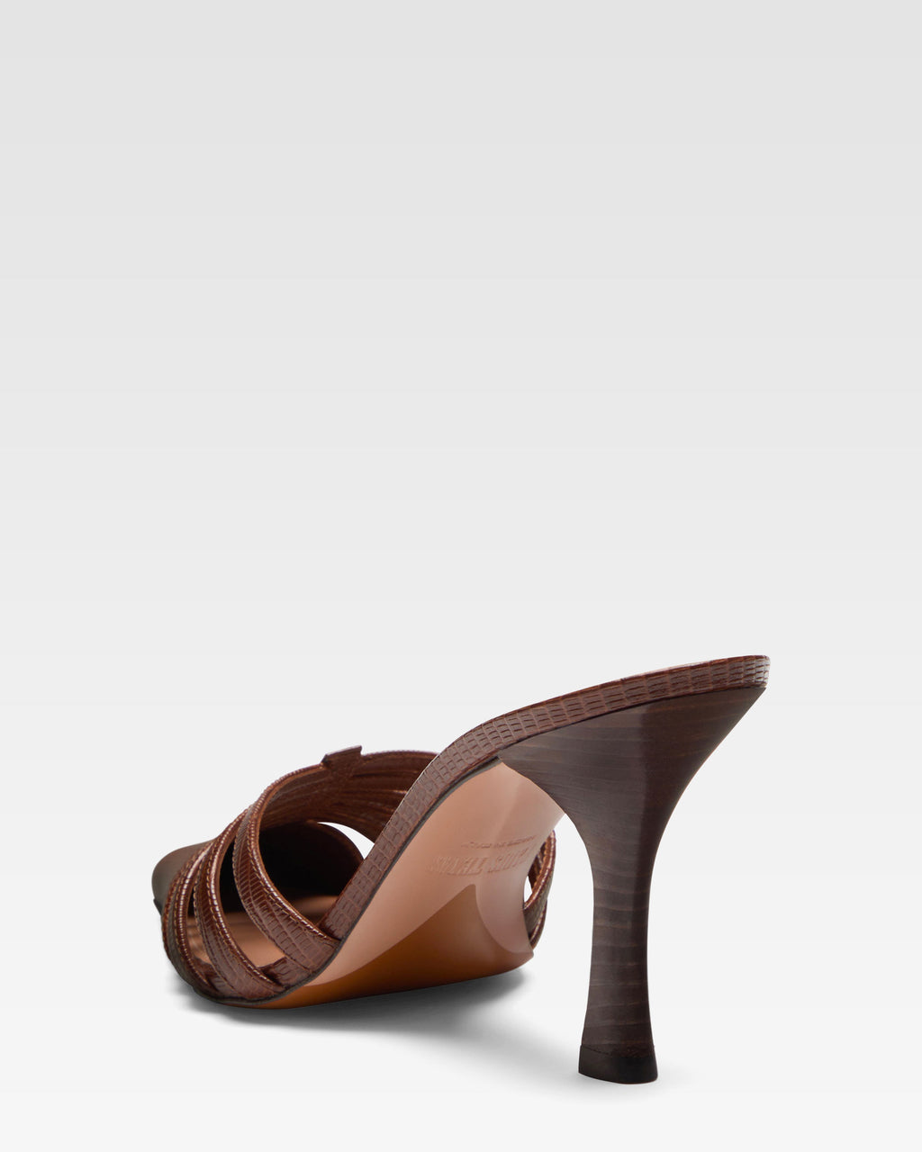 Mule in pelle marrone a ragnetto