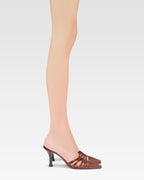 Mule in pelle marrone a ragnetto